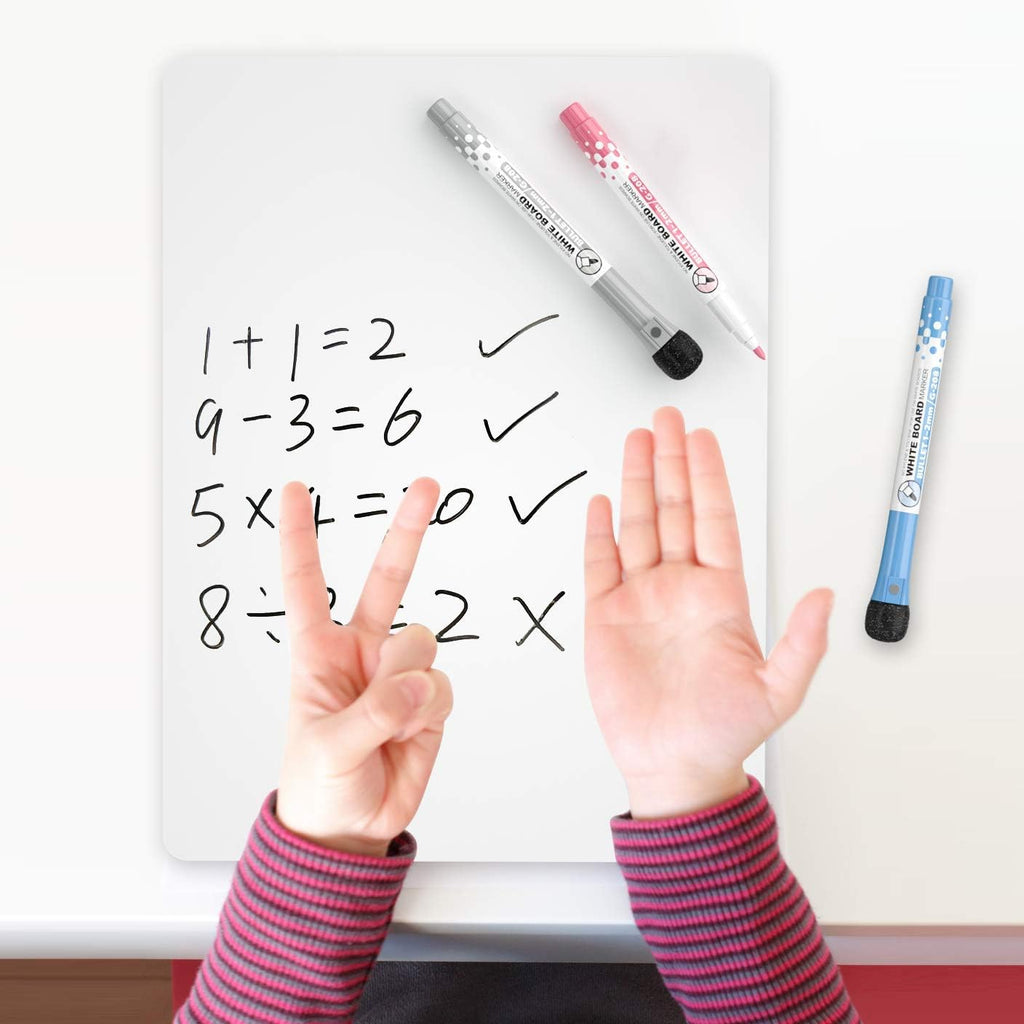 Dry Erase Mini Whiteboard A4, 22 X 30 Cm Double Sided Lapboard with 3 Water-Based Pens Learning Small White Board Portable Drawing Writing for Student and Classroom Use