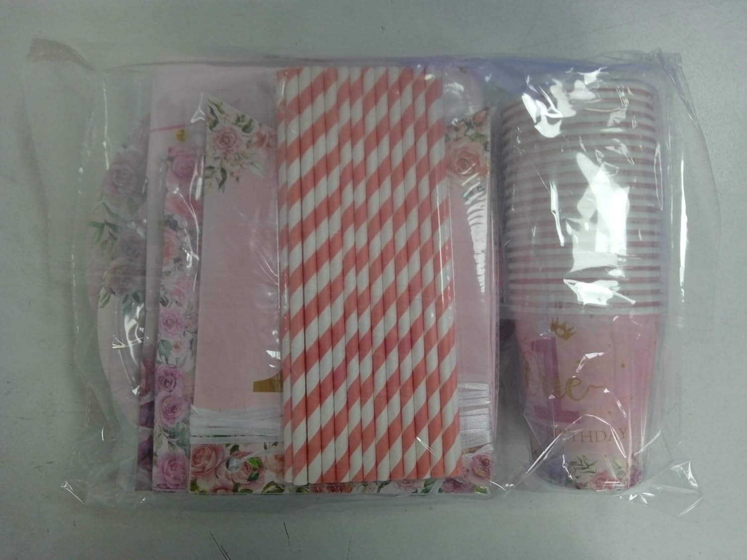 Floral 1St Birthday Party Decorations, Include Happy Birthday Banner, Paper Plates, Cups, Napkins, Little Miss Onederful Tablecloth for Girls First Birthday Party Decor Supplies, Serve 20 Guests