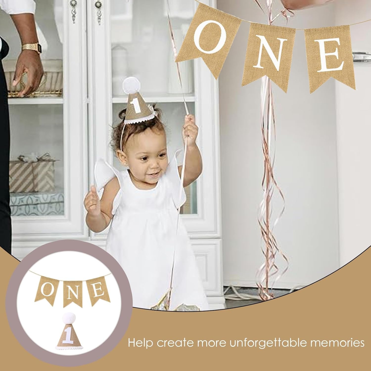 2 Pack Baby Boy & Girl 1St Bday Banners, Hats & Decorations: Birthday Bunting, Photo Props