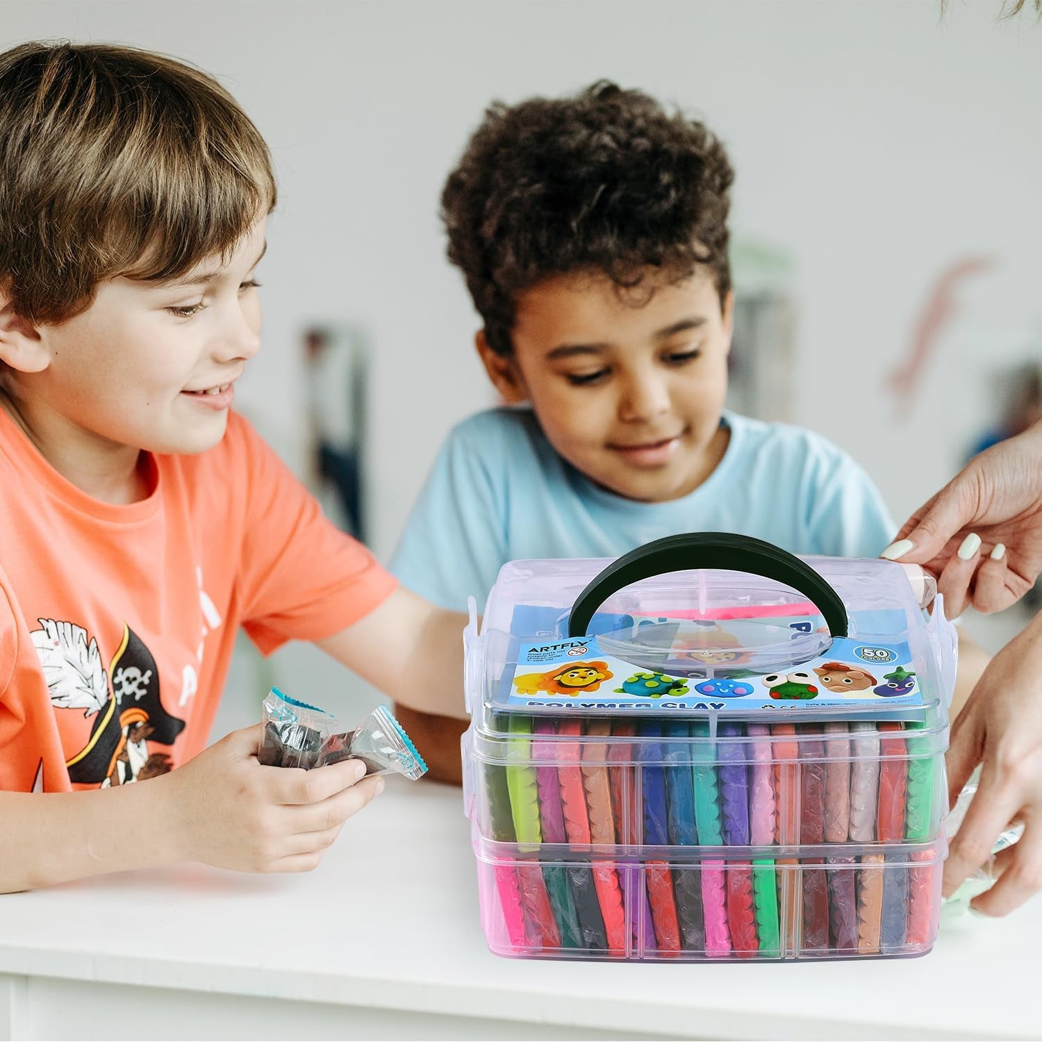 Polymer Clay, 50 Colors Clay Kit, Oven Bake Modeling Clay, Creative Polymer Clay Kit with Sculpting Tools and Jewelry Accessories, Non-Toxic, Ideal DIY Clay Gifts for Adults and Teens