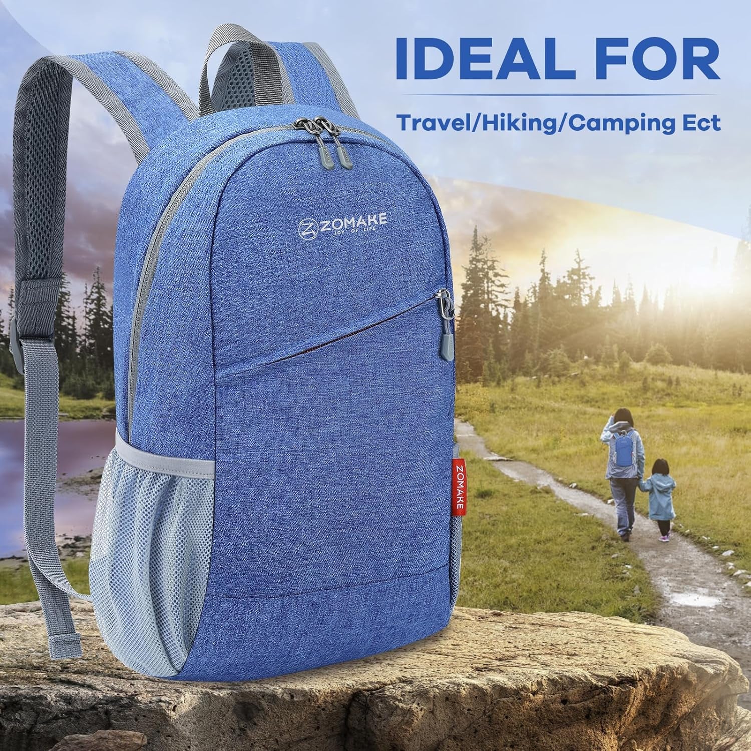 Ultra Lightweight Packable Backpack 10L, Small Daypack Light Foldable Backpacks Water Resistant Day Bag for Hiking(Dark Blue)