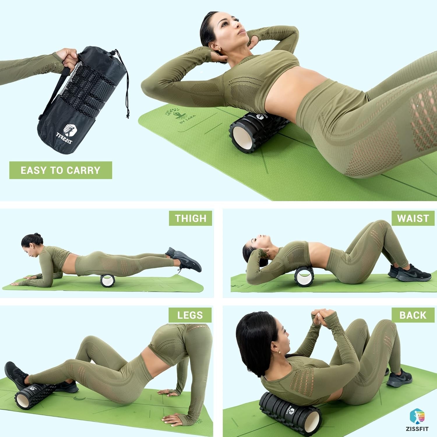 Foam Roller with Massage Balls, Back Roller for Back Pain, Muscles, and Deep Tissue Exercise, High Density EVA Material Massage Roller for Physio-Therapy, Body Fitness and Myofascial Release (Black)