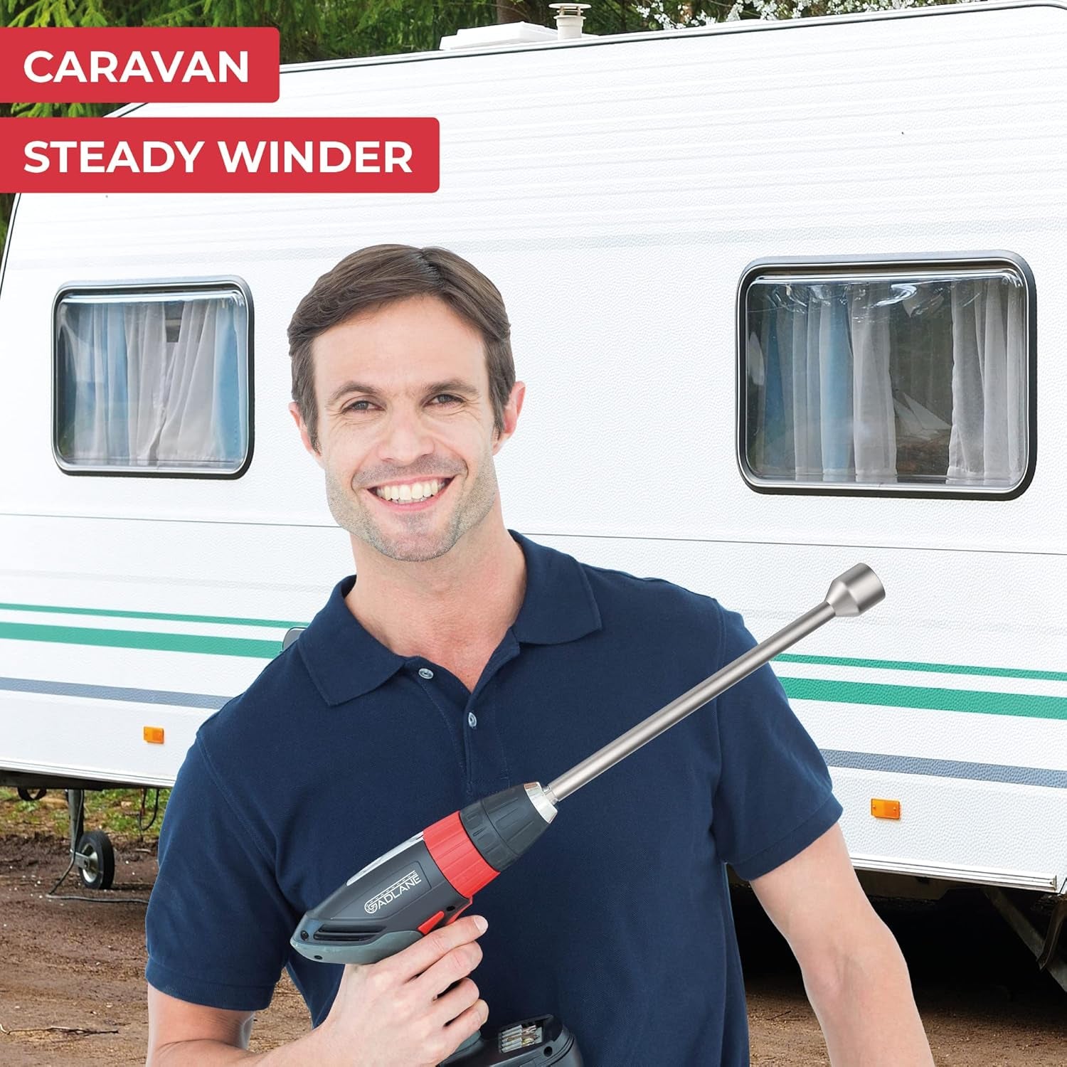 30Cm Corner Steady Caravan Leg Winder Drill Attachment - Stand Jack Extension Socket 19Mm Electric Drill Attachment - Caravan Drill Leg Winder Adapter for Caravan Corner Steadies - 30Cm