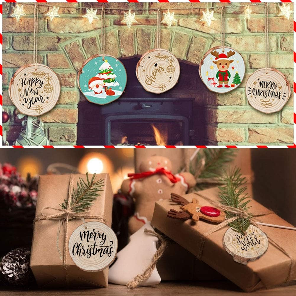 Wood Slices, 36 Pcs 7-8 Cm Natural Unfinished Wooden Circles Wooden Rounds for Art Creation DIY Crafts Wedding Decorations Christmas Ornaments