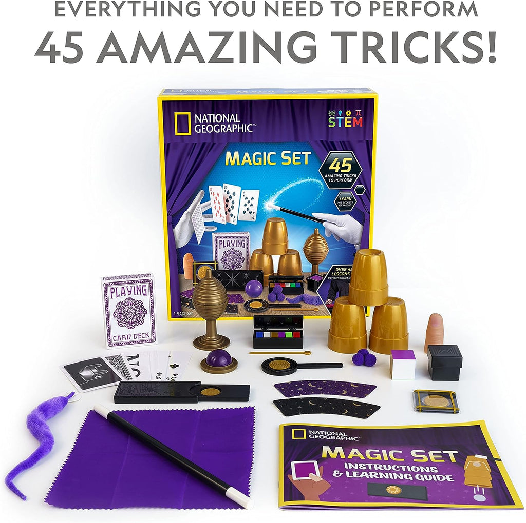 NATIONAL GEOGRAPHIC Magic Kit - 45 Magic Tricks for Kids to Perform with Step-By-Step Video Instructions for Each Trick Provided by a Professional Magician, Toys for Boys and Girls
