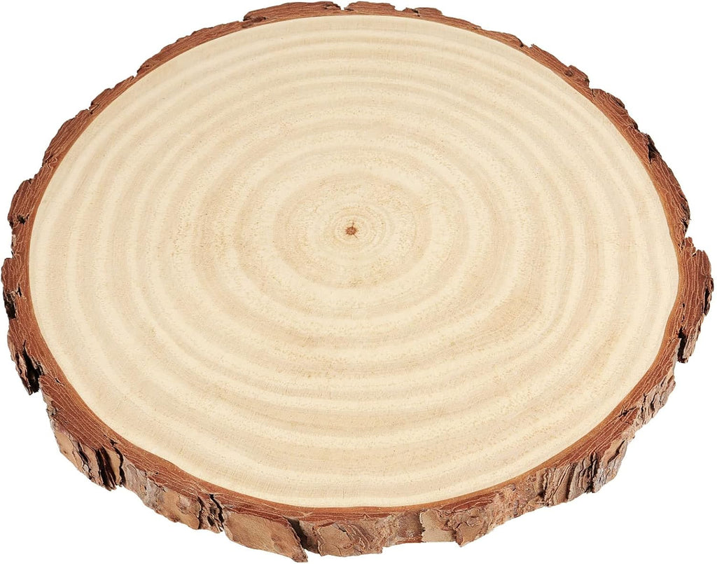 6 Piece Natural Wood Slices, 23-25 Cm Unfinished Wooden Circles with Bark round Blank Wooden Slices Wood Discs for DIY Crafts, Christmas Ornaments and Wedding Decorations