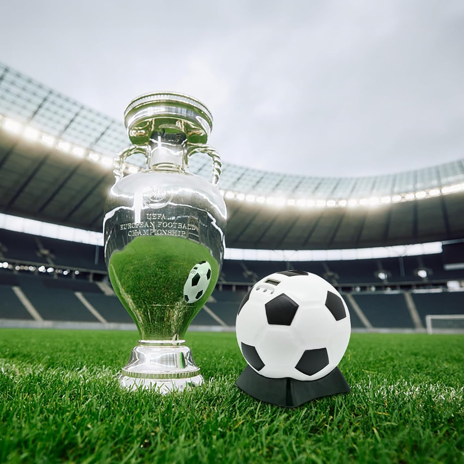 Digital Counting Box with Counter Football Piggy Bank Large for Children Early Education Box Large with Automatic LCD Display Balck White