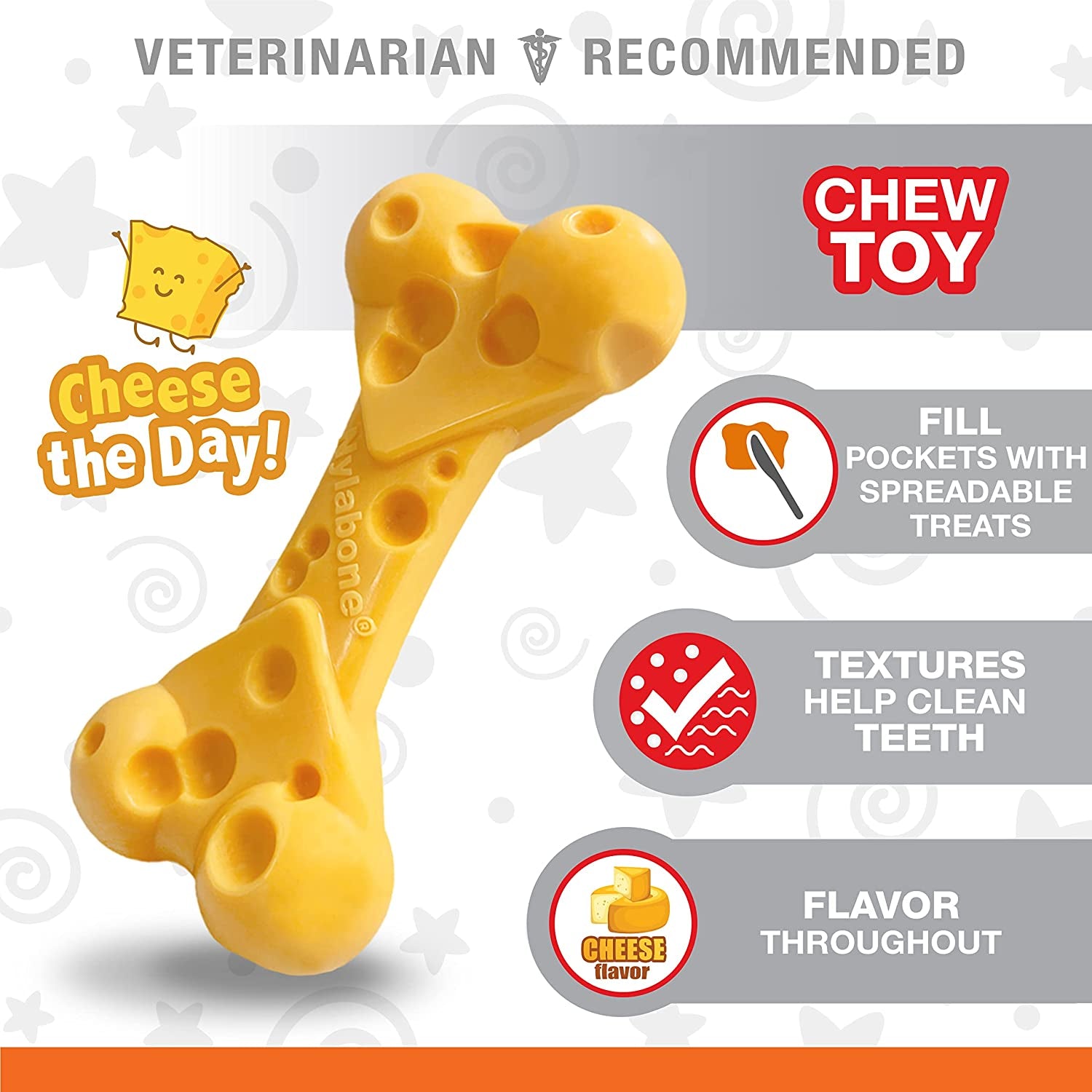 Extreme Tough Dog Chew Toy Cheese Bone, Durable, Cleans Teeth, Cheese Flavour, Medium, for Dogs up to 16 Kg (Pack of 2)