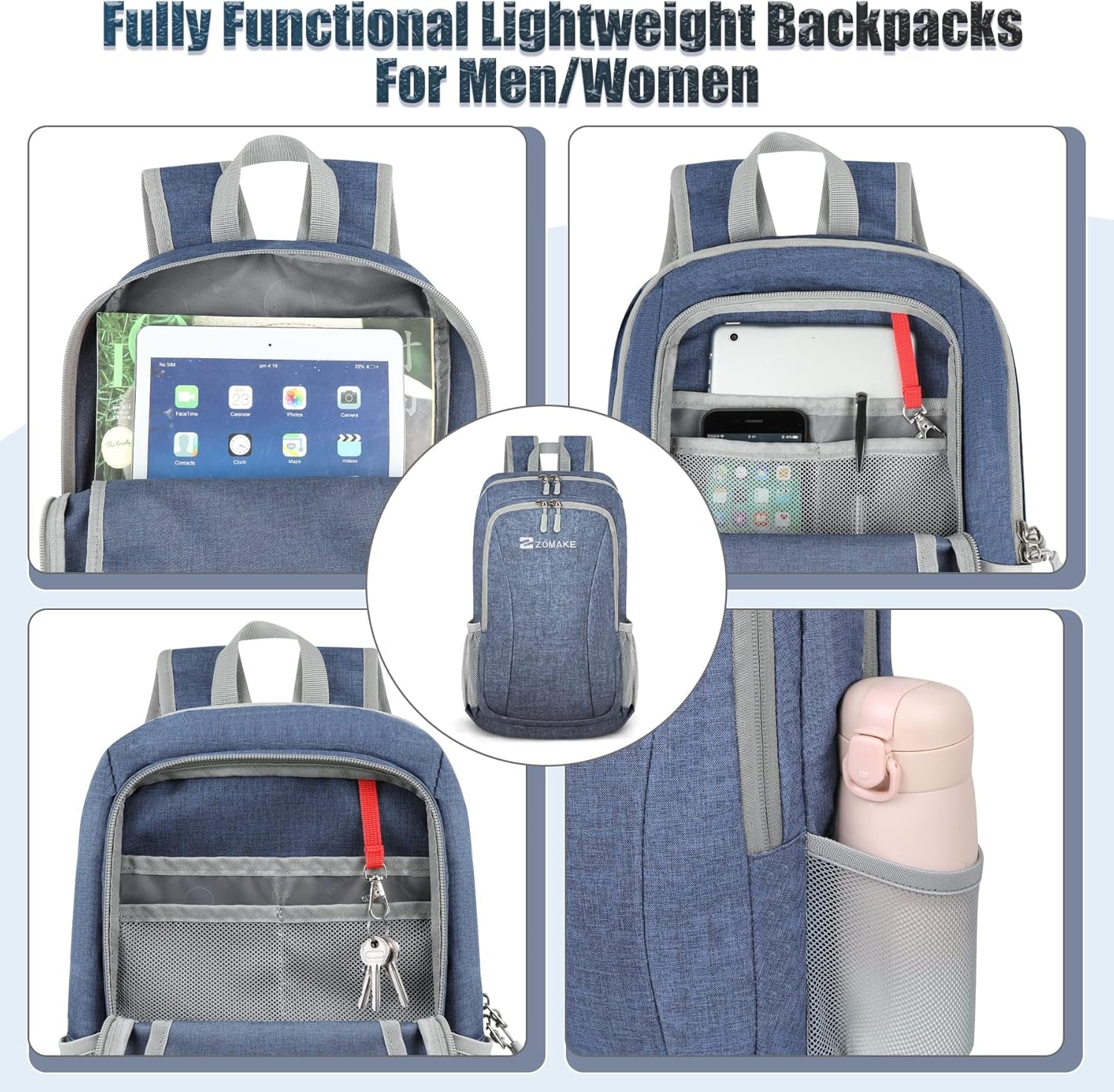 10L Ultra Lightweight Backpack:10L Hiking Backpacks - Small Light Weight Back Pack Outdoor Hiking Day Pack for Women Men (Blue)