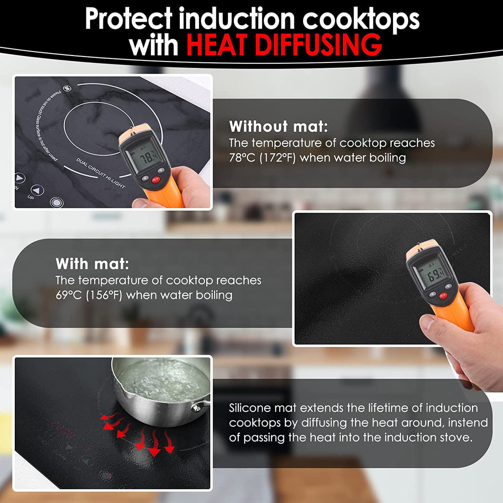 Large Induction Hob Protector Mat 90X54Cm,Translucent Induction Hob Cover - (Magnetic) Cooktop Scratch Protector - for Induction Stove,Multifunctional Silicone Mats