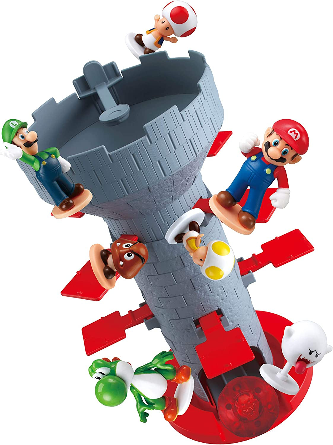 Games Super Mario Blow Up! Shaky Tower Balancing Game - Tabletop Skill and Action Game with Collectible Super Mario Action Figures (Pack of 1)