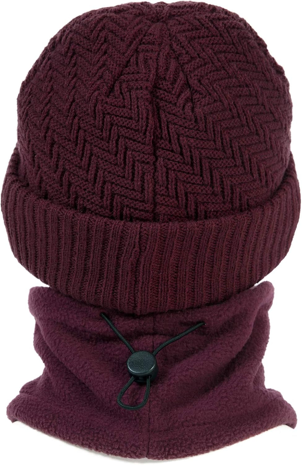 Men'S Winter Wool Peaked Beanie Hat and Ski Snood Set, Wool Visor Beanie Hat with Fleece Neck Warmer Set - Stay Warm and Stylish