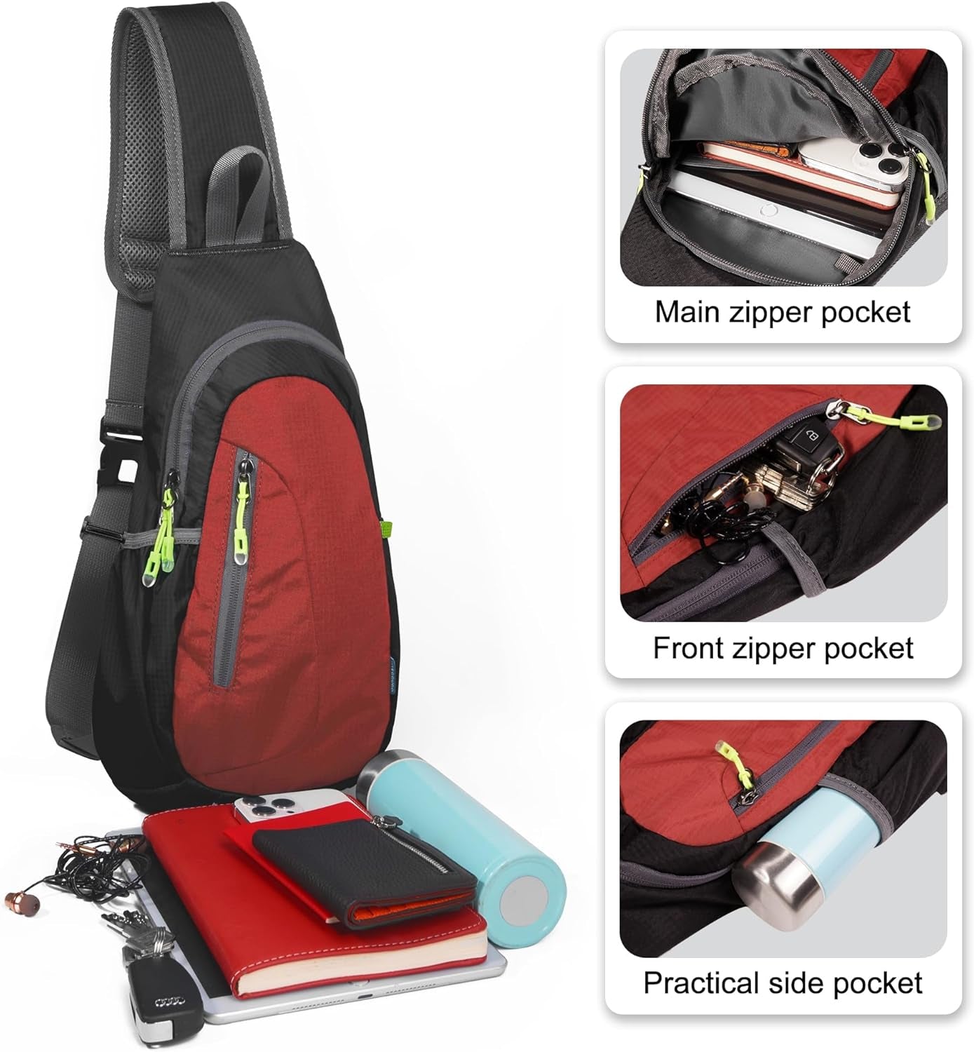 Small Sling Bag, Lightweight Crossbody Backpack for Men Women, Shoulder Bag for Sports and Outdoor