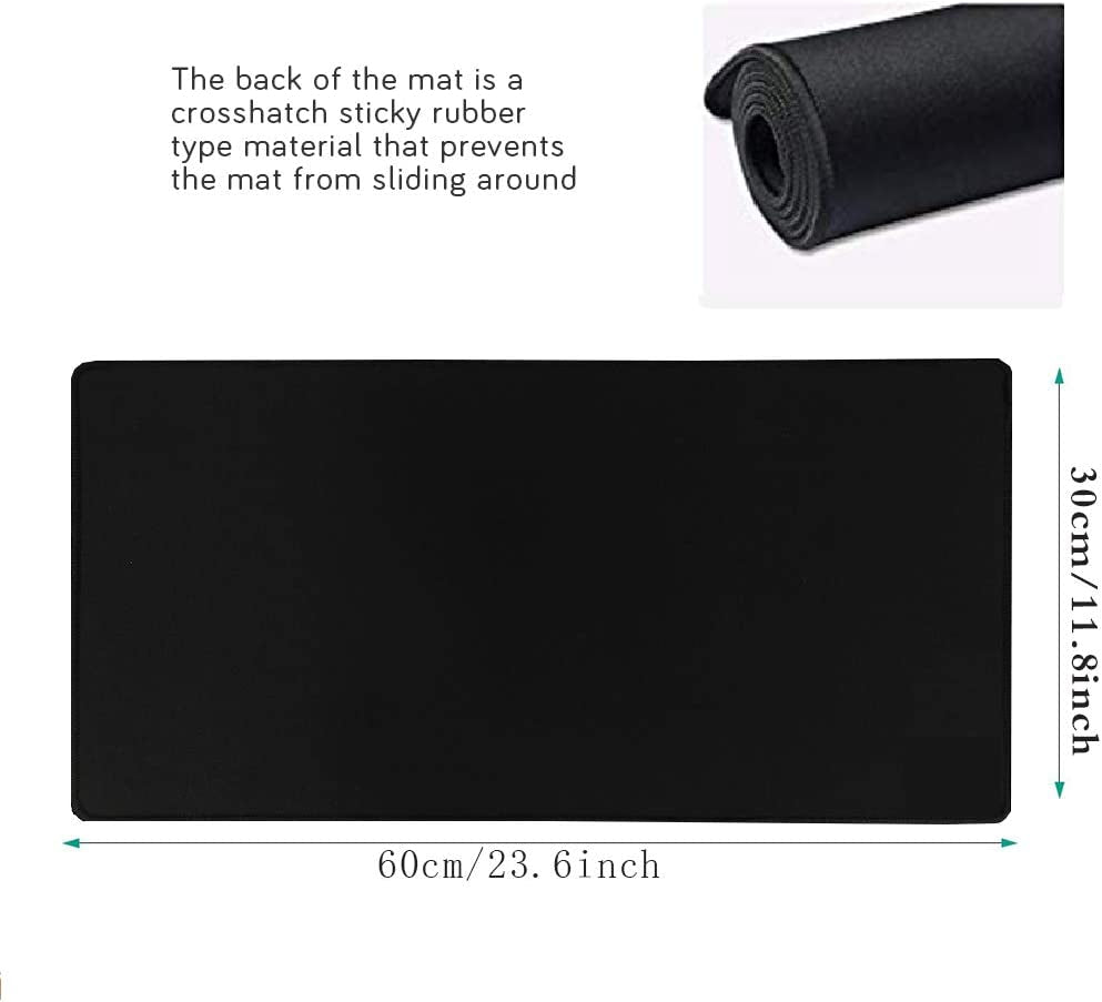 Mouse Mat/Large Mouse Pad 600X300X3 Mm | XL Mousepad | Desk Mat/Gaming Mouse Pad | Improved Precision and Speed | Rubber Base for Stable Grip on Smooth Surfaces | Table Pad(60X30 Black)