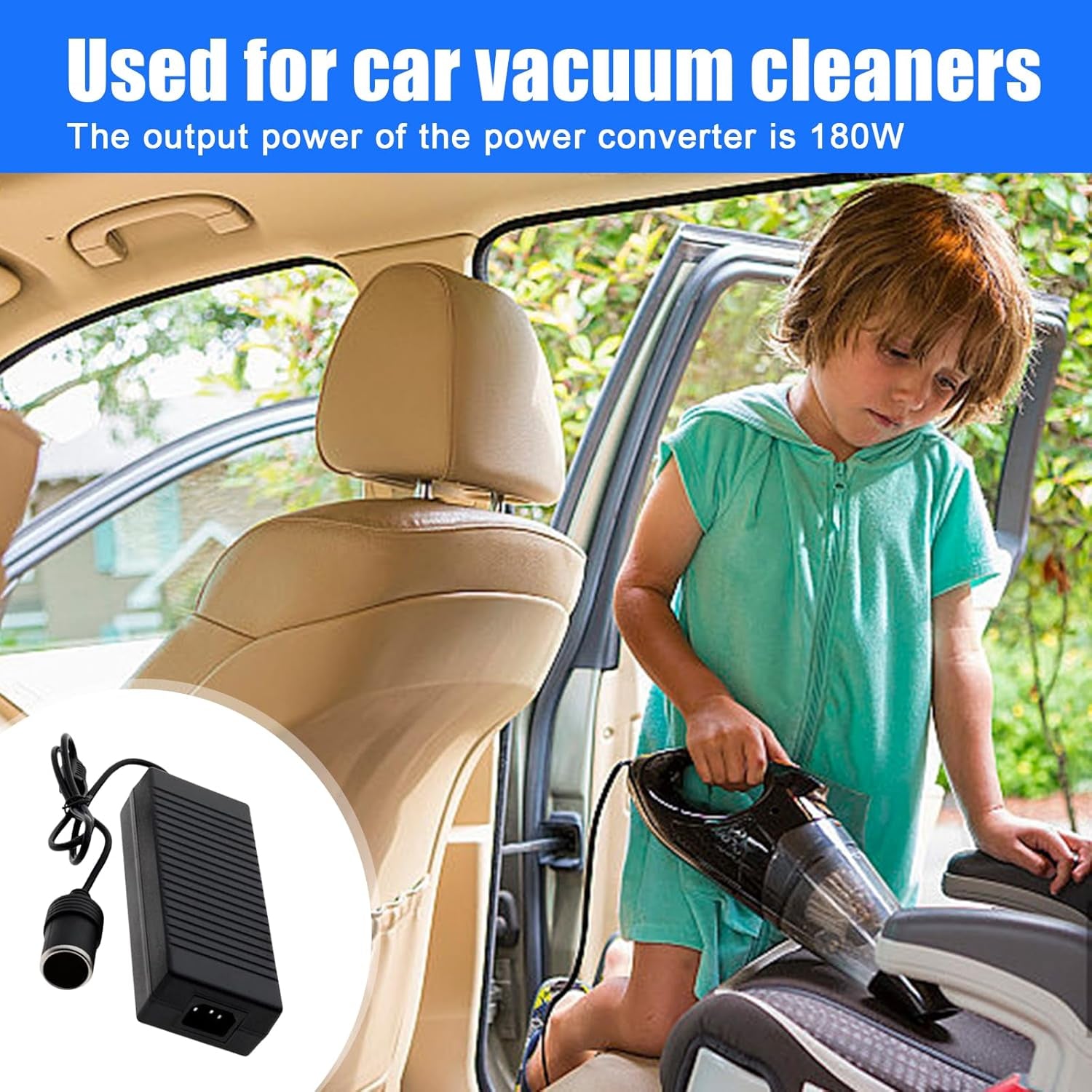 Voltage Converter 220 V to 12 V: 180 W/15 a Car Power Adapter Inverter Adapter Built-In Fan with Adapter Cigarette Lighter Socket Power Adapter for Cool Box Car Vacuum Cleaner Car Fridge