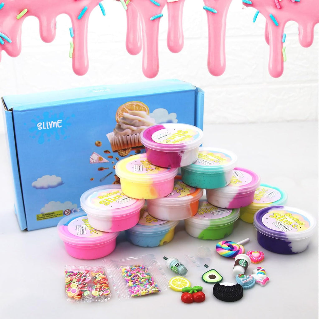 Butter Slime Kit Two-Toned 11 Packed Fidget Toy, Educational Slime Toys, Birthday Gifts Prize Party Favors for Girl Boys Kids 6 7 8 9 10 11 12