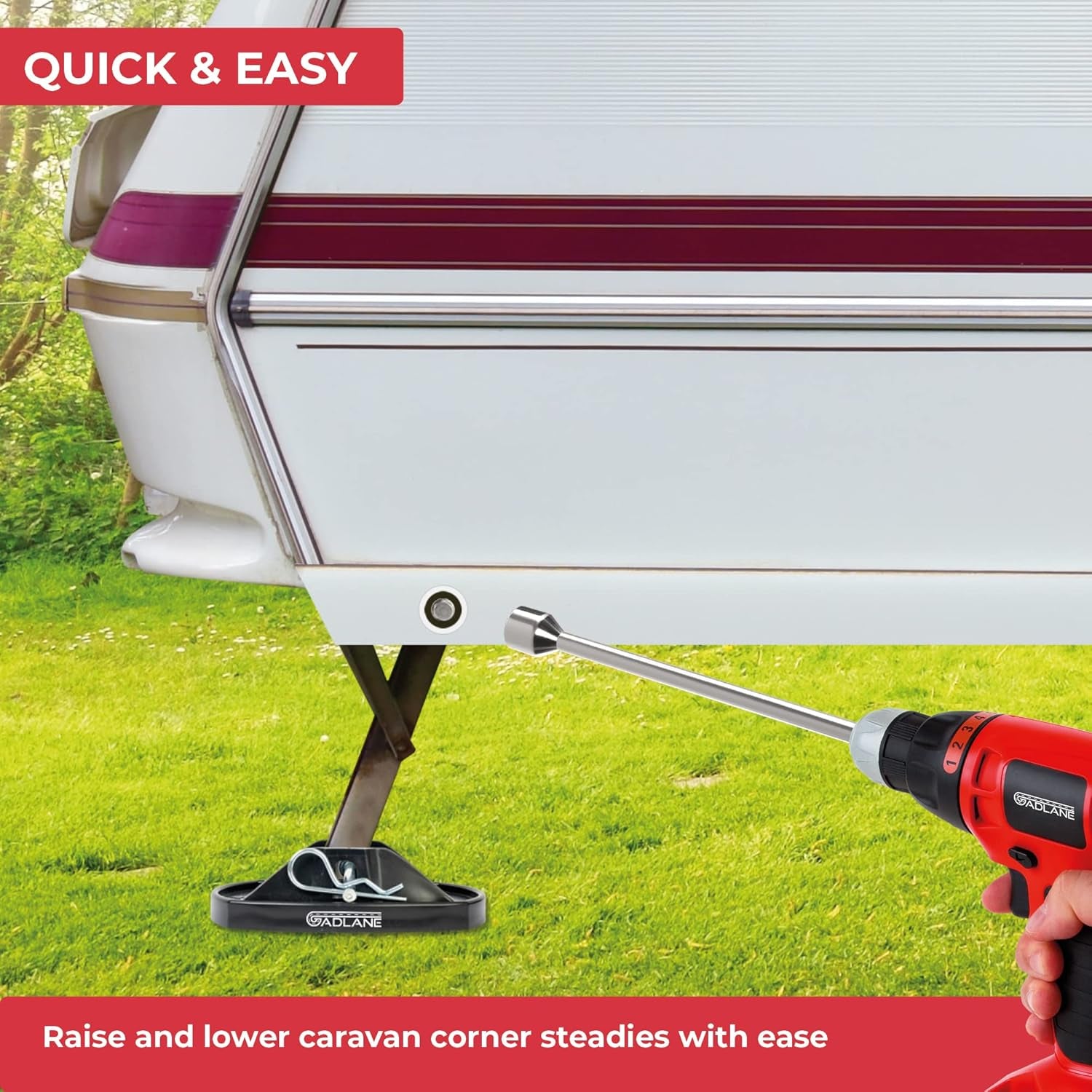 30Cm Corner Steady Caravan Leg Winder Drill Attachment - Stand Jack Extension Socket 19Mm Electric Drill Attachment - Caravan Drill Leg Winder Adapter for Caravan Corner Steadies - 30Cm