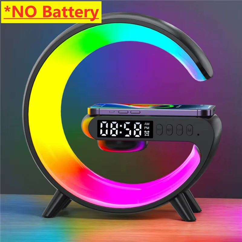 Wireless Charger Pad Stand Lautsprecher Tf-Karte RGB Nachtlicht Lampe Wecker Schnell Ladestation Dock Für Iphone Samsung Xiaomi