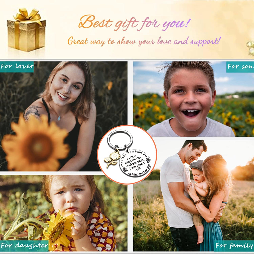 Gifts for Women,Inspirational Keyring,Sunflower Keyrings,Christmas Birthday Gift for Friend Son Daughter Sister Leaving Gifts for Colleagues