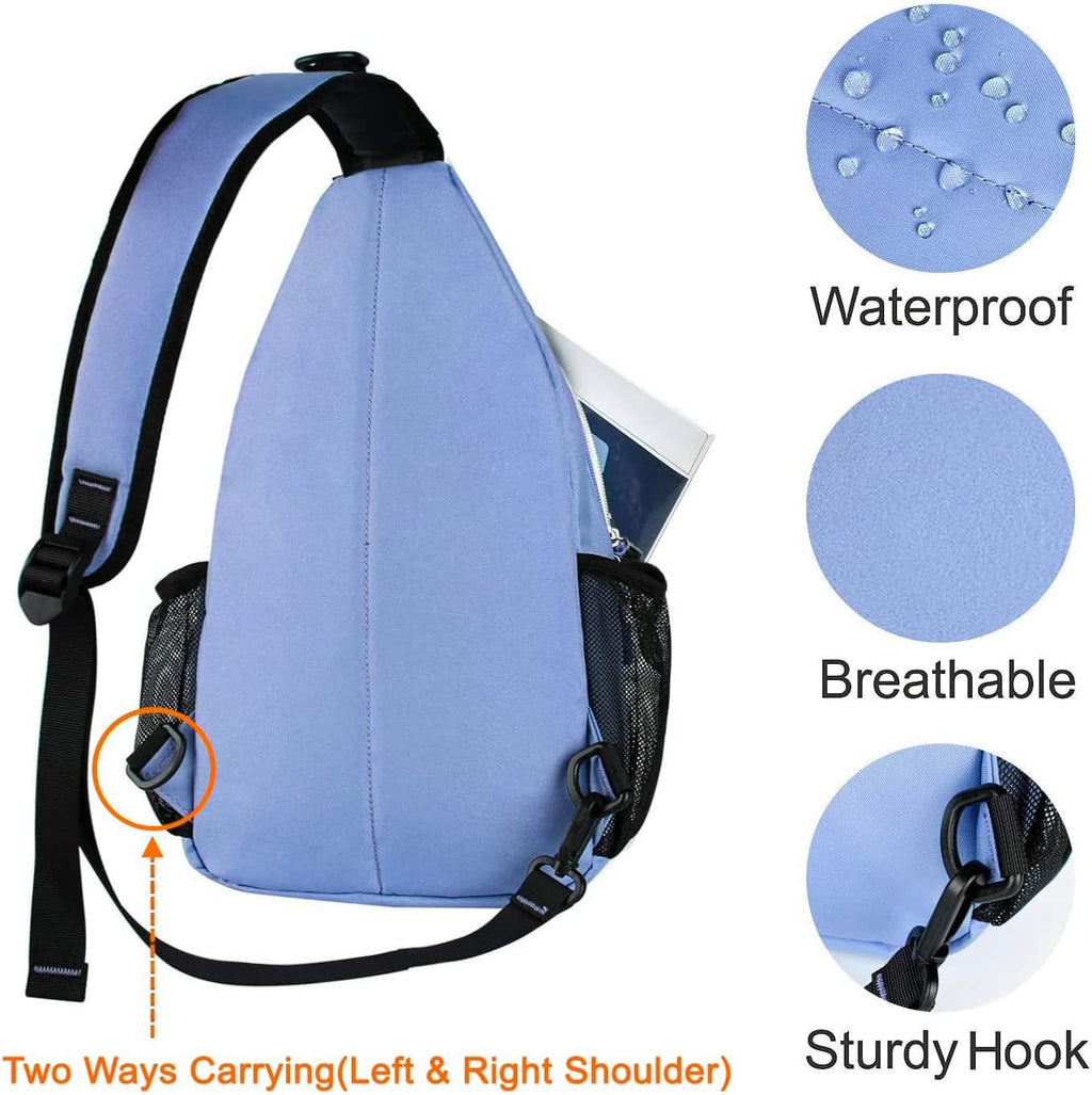 Rope Sling Backpack (Up to 13 Inch), Multipurpose Crossbody Chest One Shoulder Outdoor Travel Hiking Daypack, Airy Blue