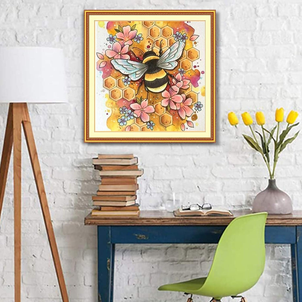 DIY Cross Stitching Kits Stamped Kit Cross-Stitching Counted Cross Stitch Bee 11CT Stamped Cross Stitch Kit 11CT Fabric Embroidery Crafts Kit for Home Decoration Flowers 36 * 36CM