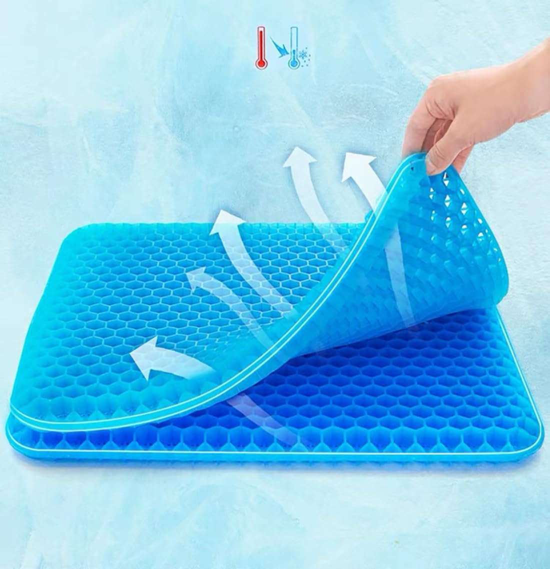 Gel Seat Cushion Double Thickness Honeycomb Design, Orthopaedic Cushion for Sciatica Tailbone Coccyx Pain Relief and Support, for Office Chair Wheelchair Car Seat Eggchair (42X37 Cm)