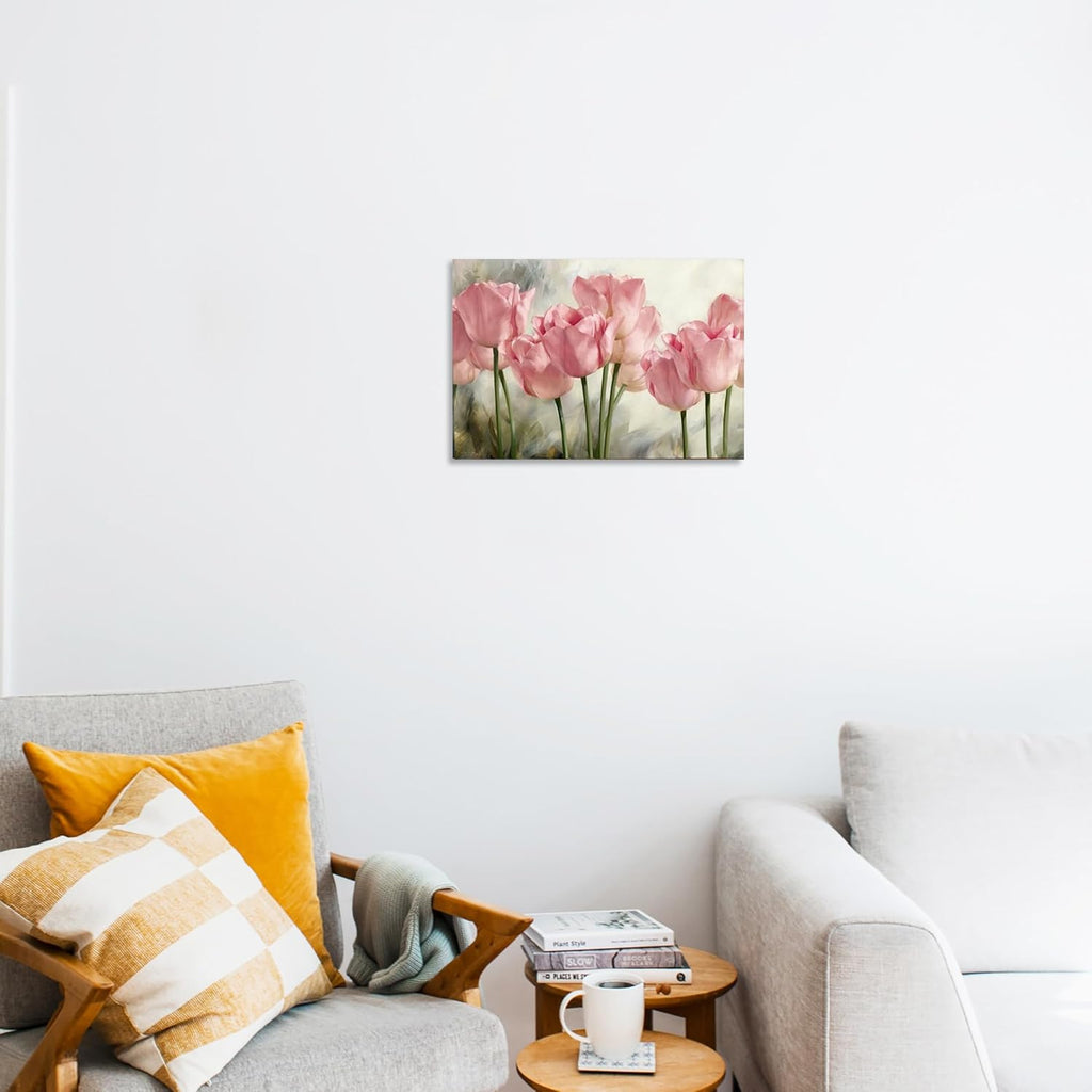 DIY Paint by Numbers Oil Painting Canvas for Kids or Adults Beginner with Brushes and Acrylic Paints Frameless(40X50Cm Tulip)