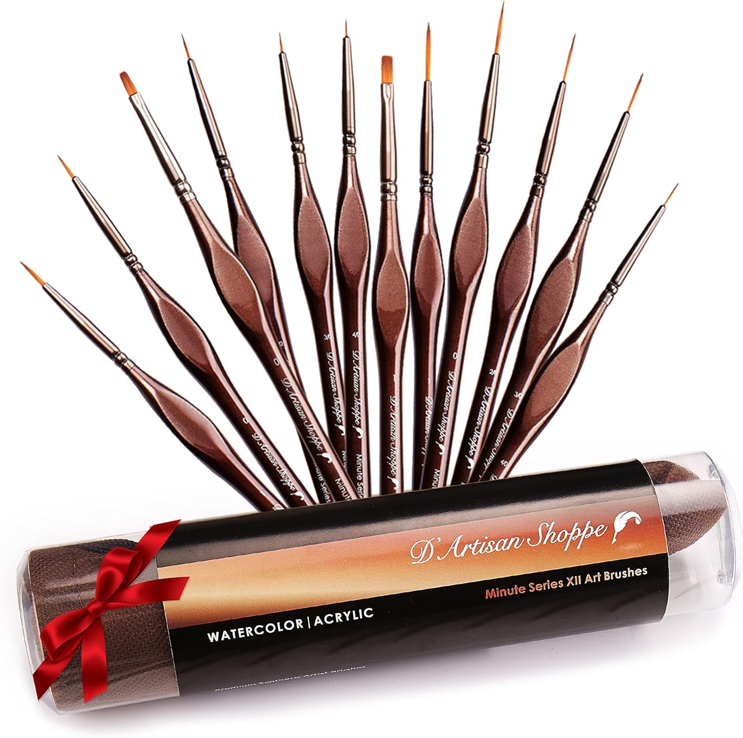 Miniature Paint Brushes Art. Minute Series XII 12Pc Fine Detail Paint Brush Set for Model Miniature Painting Kit. Fine Point Small Artist Brushes for Acrylic Painting Oil Watercolor Warhammer 40K