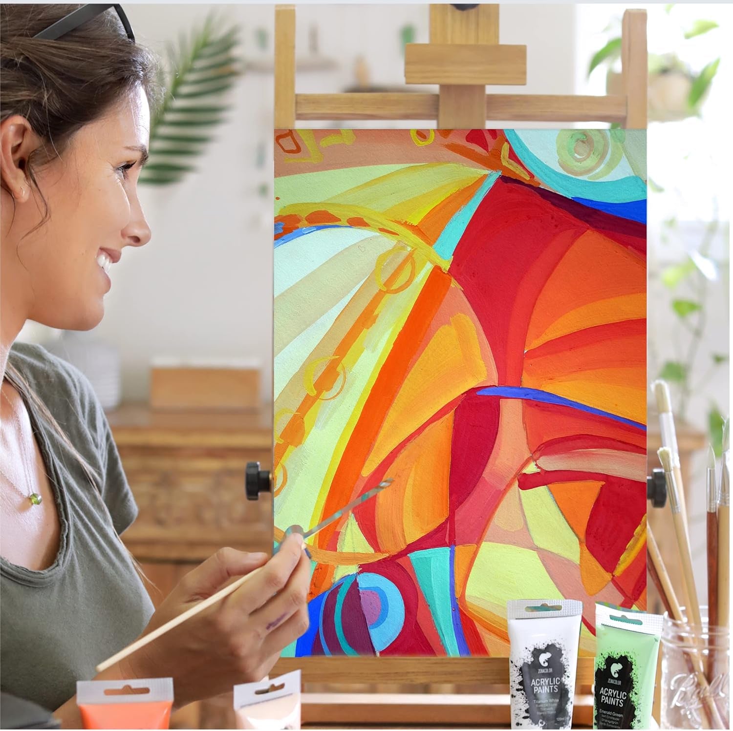 Set of 24 Acrylic Paints, 24 X 120 Ml Tubes, 24 Colours Paint for Canvas, Wood, Arts and Crafts, for Adults