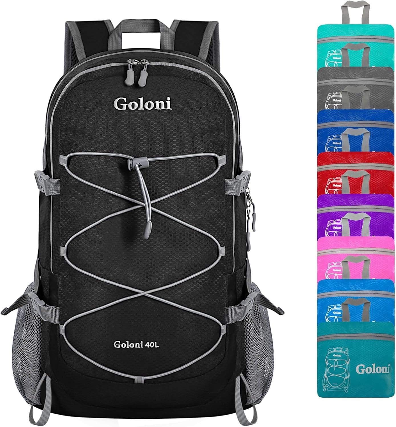 Ultra Lightweight Packable Backpack 40L - Foldable Hiking Backpack Water Resistant Small Foldable Daypack for Travel,Black