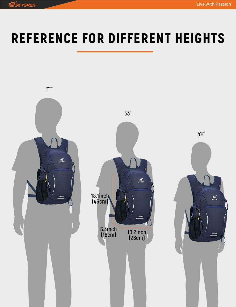 Hiking Backpack - 20L Small Backpacks with Ergonomical Design, Breathable Day Pack, Backpacking for Men Women, Navyblue