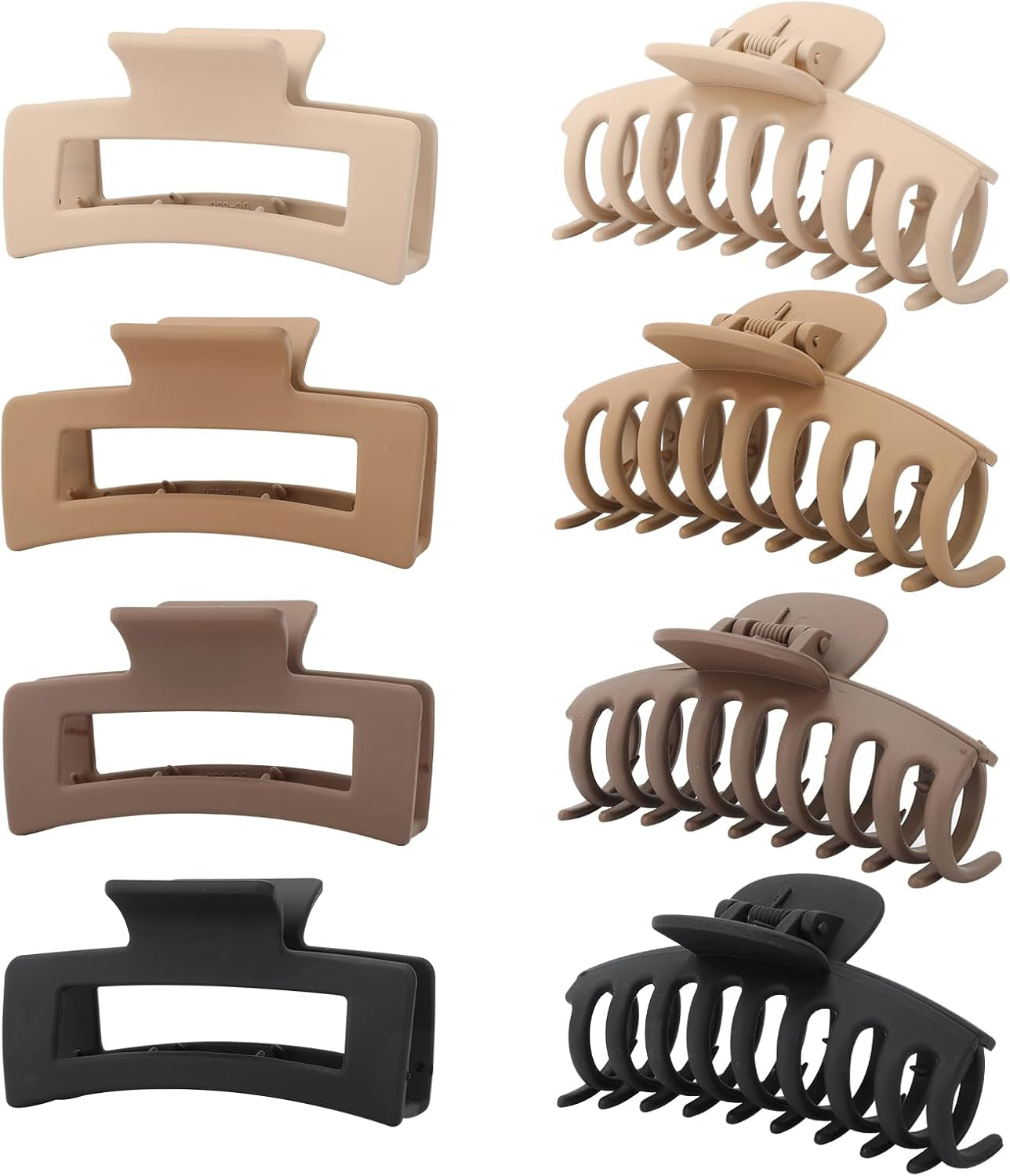 Hair Claw Clips for Women Short Thin Hair 3.35 Inch(8.5 Cm), Hair Clips for Girls Long Thick Hair Strong Hold 8 Pieces Neutral Color