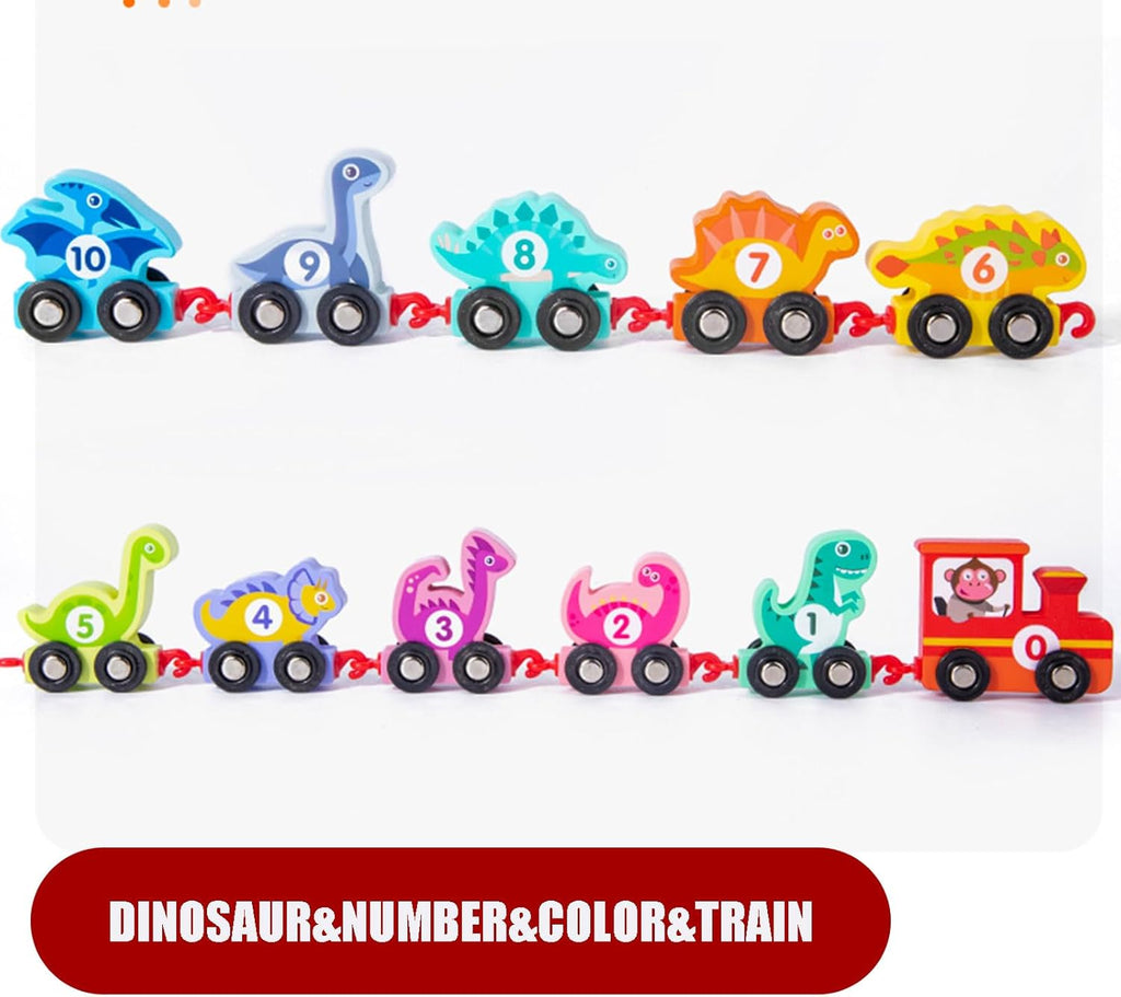 Toddler Toys for 2-4 Year Old Boys & Girls - Wooden Train, Dinosaur & Montessori Educational Toys