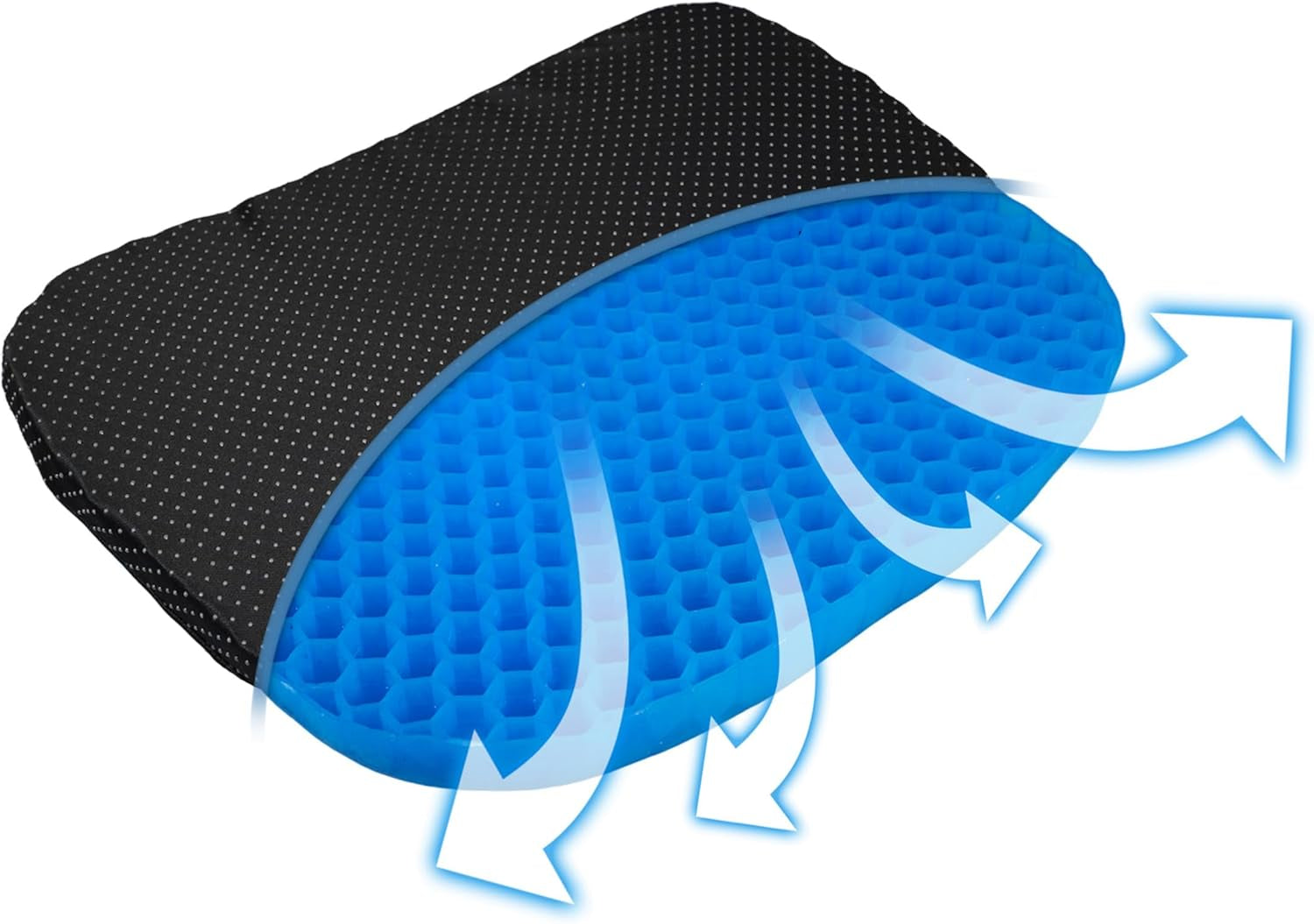 Gel Support Cushion.Double Honeycombe Design,Breathable Air Flow,Office Chair,Wheelchair,Eggcrate Chair,Car Soft Sitter Cushion,Pressure Relief,Coccyx Pain,Washable Cover