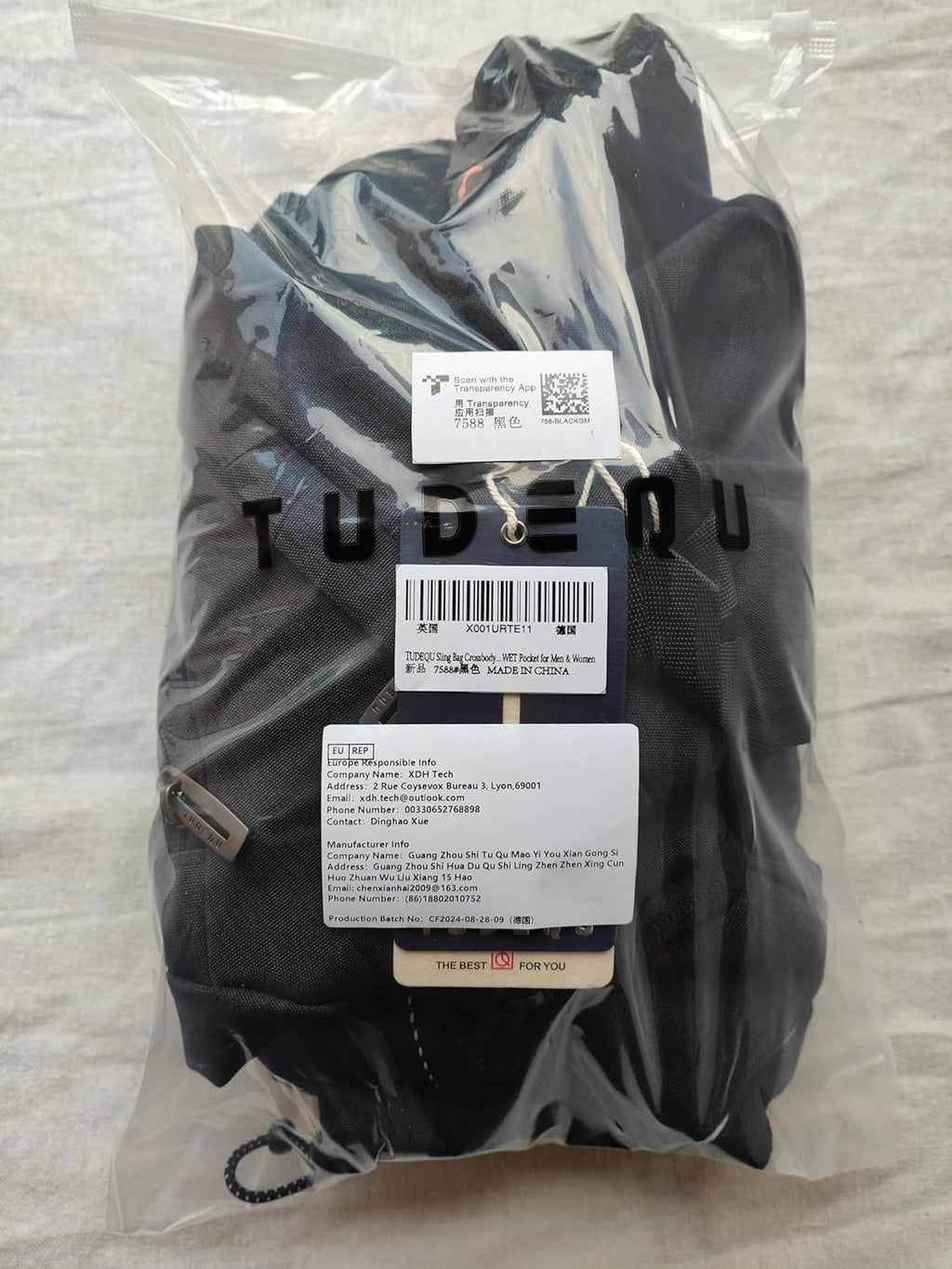 Sling Backpack, 8 Pockets Sling Bag Crossbody, 19L Large Sling Bag for Men Travel Crossbody Backpack Hiking Outdoor