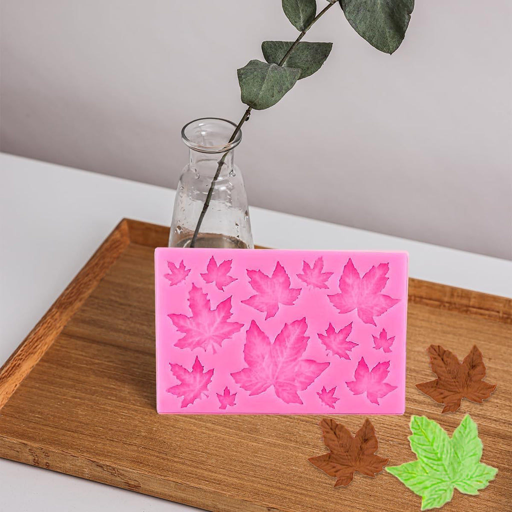 Silicone Fondant Moulds Leaves Modeling Leaf Mould Silicone Mold Various Themes That Can Be Used for Fondant Cake Decoration or Lollipop Chocolate Decoration,2Pcs