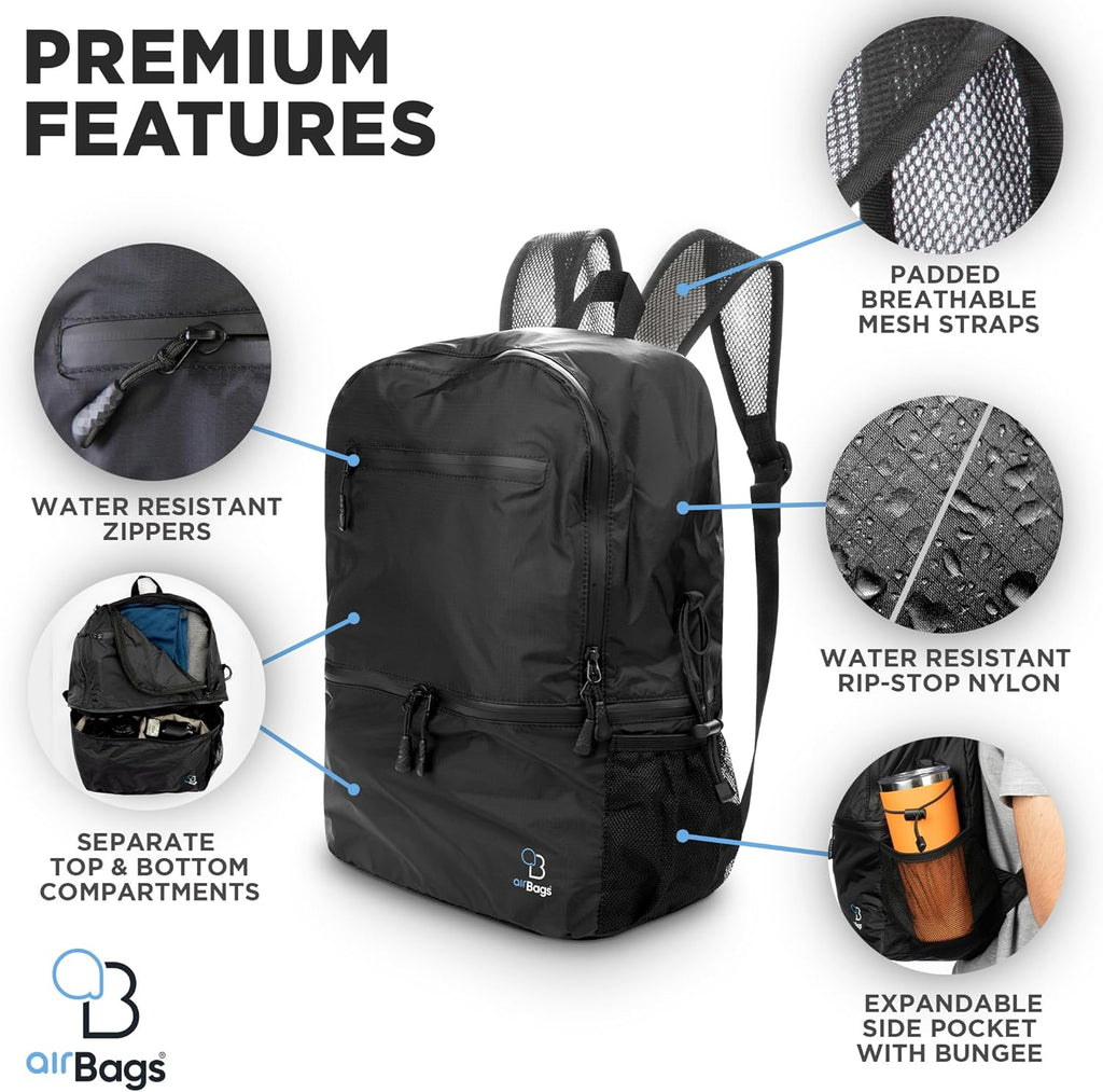 25L Waterproof Backpack - Packable Hiking Backpack for Travel - Small Foldable Bag - Nylon Ultra Lightweight Daypack for Men & Women