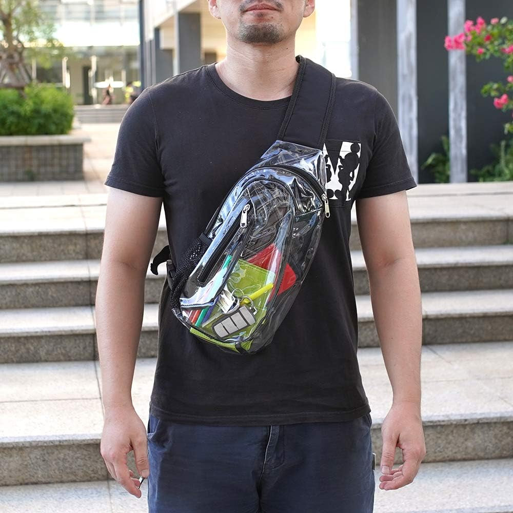 Clear Sling Bag, Stadium Approved Clear Bag, Transparent Chest Daypack for Hiking, Stadium or Concerts