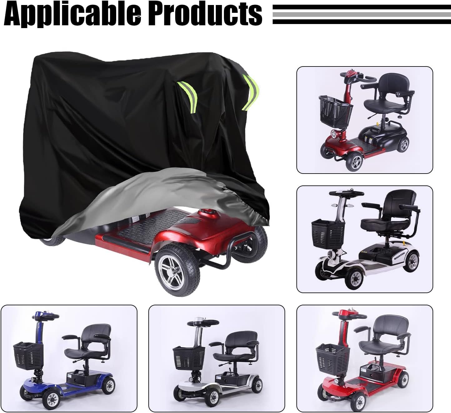 170X61X117 Cm Mobility Scooter Cover Waterproof, 420D Heavy Duty Wheelchair Storage Protective Cover Outdoor, Disability Scooter with Elastic Band Protect from Snow Rain Sun Dust