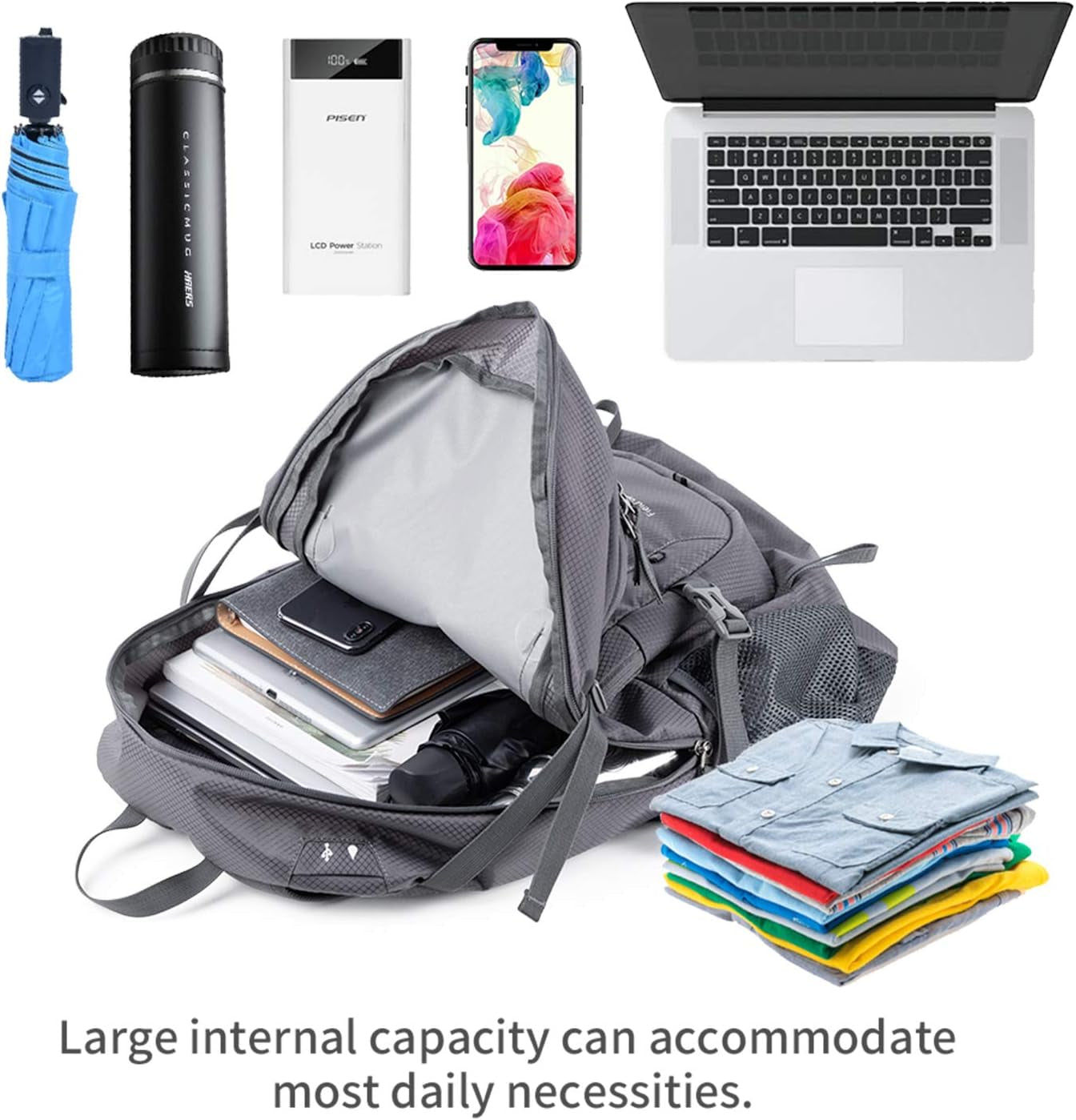 NODLAND Lightweight Backpack, Travel 40L Foldable Water-Resistant Daypack, Hiking Outdoor Camping Rucksack for Men Women