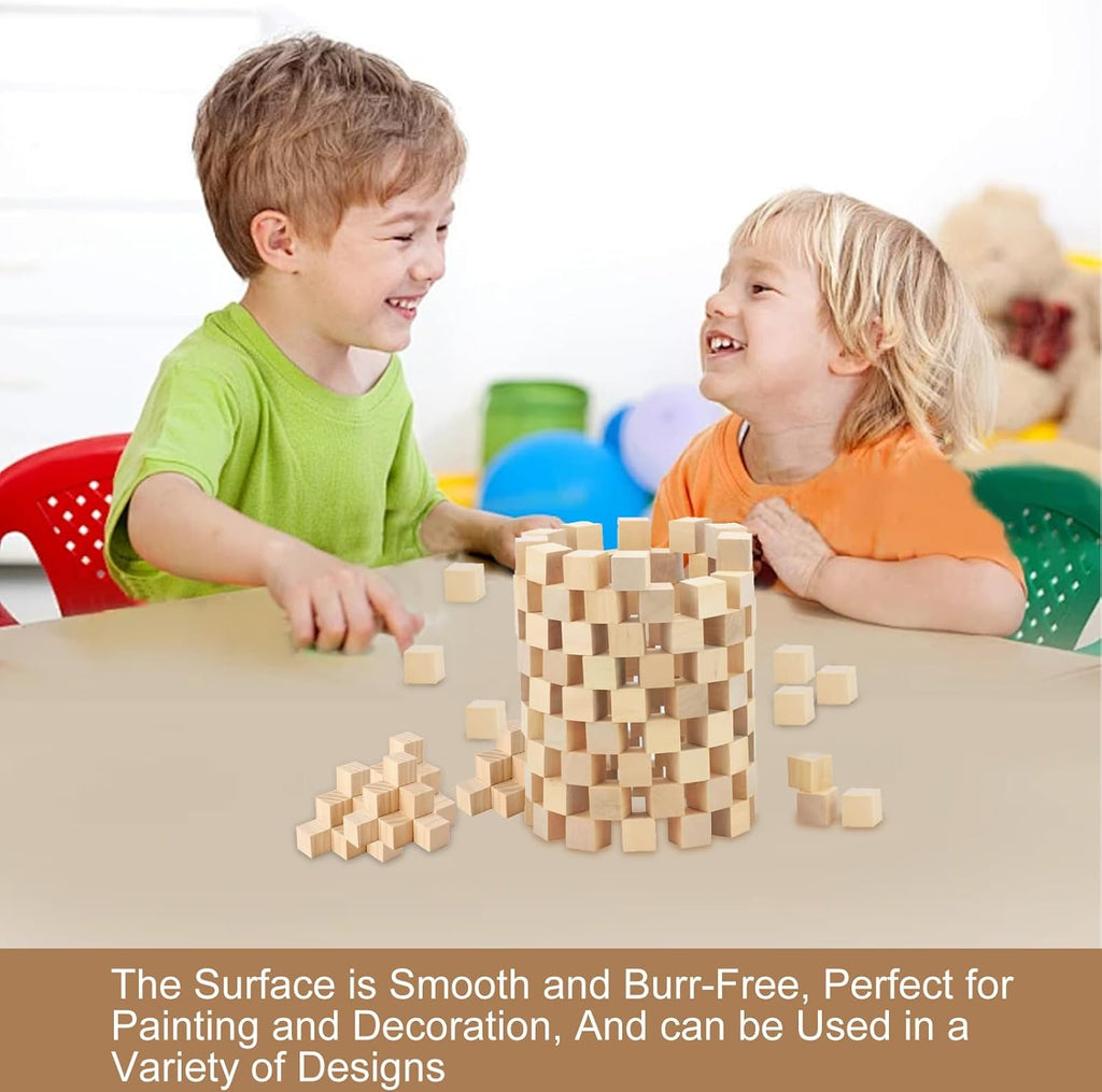 Small Wooden Cubes, 500 PCS Wooden Blocks for Craft, Natural Square Wood Blocks Educational Wood Craft Cubes Unfinished Wood Cubes for DIY Handmade Decoration Woodcrafts