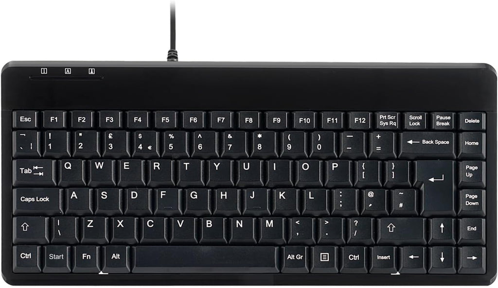 PERIBOARD-409P Wired Mini Keyboard, Compact PS/2 Interface, UK Layout, Black