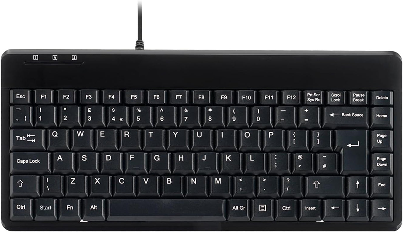 PERIBOARD-409P Wired Mini Keyboard, Compact PS/2 Interface, UK Layout, Black