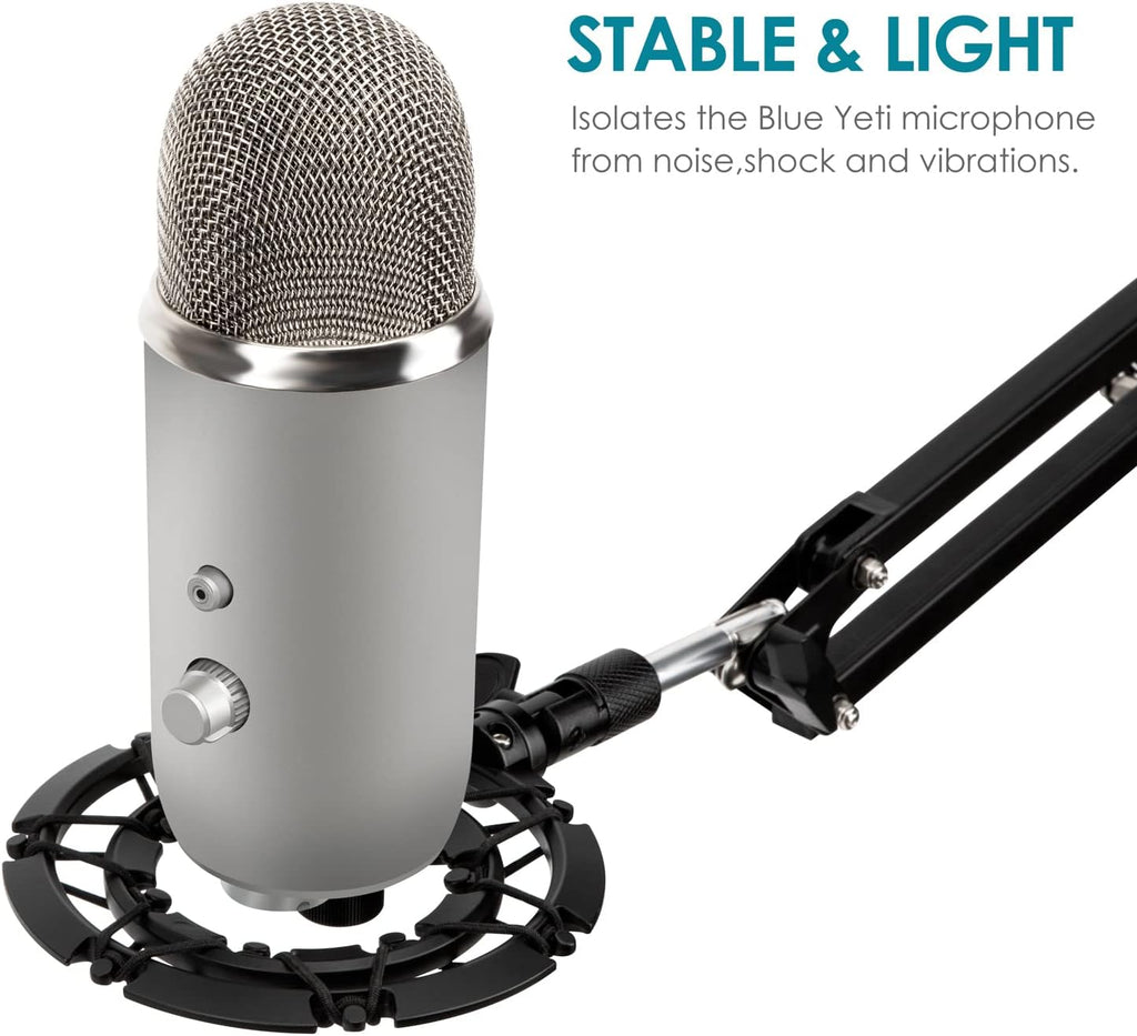 Shock Mount for Blue Yeti and Yeti Pro Microphone, Alloy Shockmount Reduces Vibration Noise and Improve Recording Quality