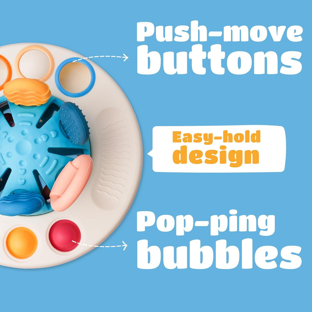 Montessori Toys for Baby 1+ Years Old, Sensory Development Toys for Toddlers 1-3, Silicone Pull String Travel Toy for 18+ Months, Gift for Baby Shower Infants Car Seat High Chair