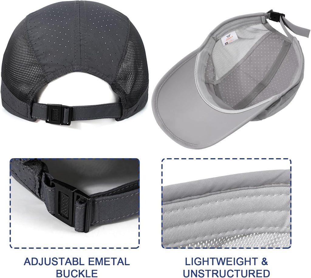 2 Packs Quick Dry Mens Baseball Cap,Sports Lightweight Running Caps Hat,Breathable Folding Mesh Adjustable Sun Hats, Summer UV Protection Outdoor Hats for Hiking Walking Climbing Fishing