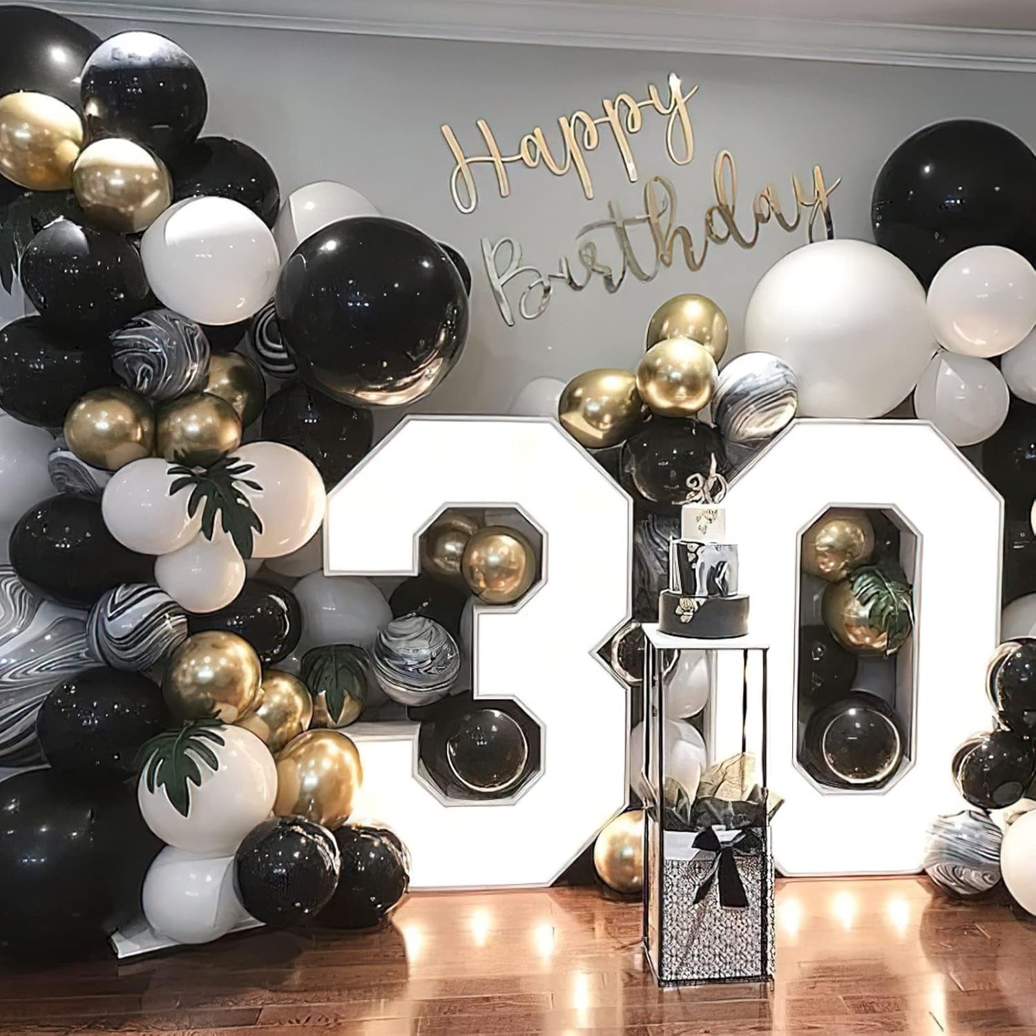 140Pc Black & Gold Balloon Arch Kit, Marble & Metallic Balloons for Birthday, Wedding, Anniversary