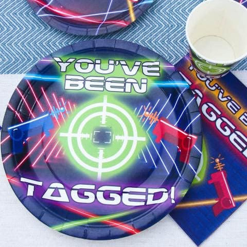 Laser Tag Birthday Party Supplies - (Serves 24) - Dinner Plates, Dessert Plates, Cups, Napkins. Laser Tag Decorations for Kids, Boys, Girls and More.