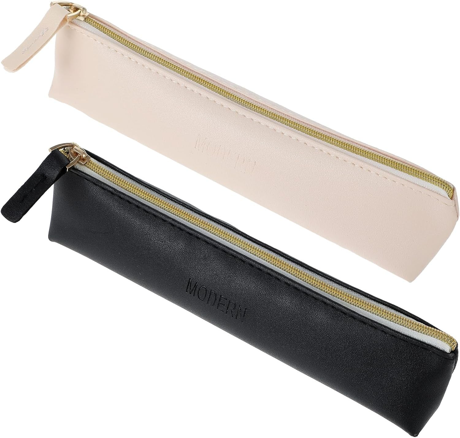 2 Pcs Portable Travel Cosmetic Bag Small Leather Makeup Pouch Slim Pencil Case Bag Waterproof Make up Bag with Zipper Mini Cosmetic Accessory Organizer for Women Girls