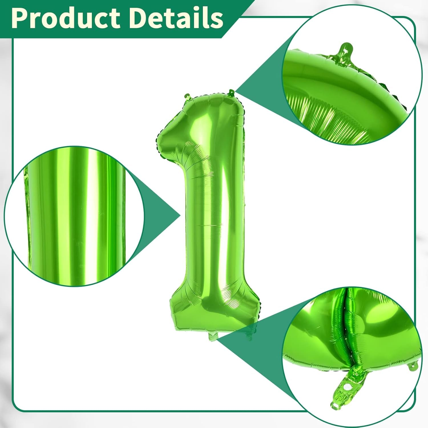 40 Inch Large Foil Balloon Number 1 Green, Numbers Balloon 0-9, Helium Balloons Numbers for Girls Boys Birthday Decoration/Anniversary Decoration/New Year'S Eve Decoration (Green#1)